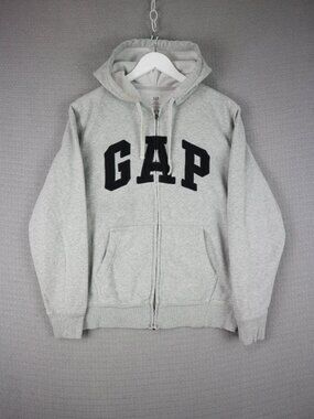 Gap Spell Out Grey Heather Zip Up Hoodie Womens Medium